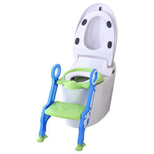 Load image into Gallery viewer, 1Above Kids Toilet Ladder Seat | Flexible Length Step-Stool for Boys and Girls | Bathroom Aid Toddler Training Seats Portable Design (Blue+Green)