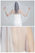 Load image into Gallery viewer, BEAUTELICATE Wedding Bridal Veil Cut Edge with Comb 1 Tier Fingertip&Cathedral Length, Fingertip Length 39 inches, Ivory