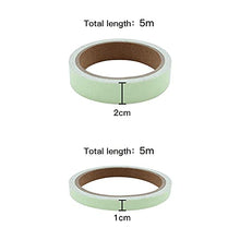 Load image into Gallery viewer, 2 Rolls Fluorescent Tapes 5m x 20mm and 5m x 10mm Green Luminous Tape Glow in the Dark Self-Adhesive Tape for Kids Room Home Wall Decoration Christmas Night Glowing Bicycle Night Riding Logo