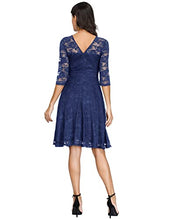 Load image into Gallery viewer, JASAMBAC Womens Dresses for Wedding Guest Vintage Lace Cocktail Dress with Sleeves Navy L