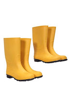 Load image into Gallery viewer, Mountain Warehouse Plain Kids Wellies - Durable Sole Childrens Wellington Boots, PVC Outer Rain Shoes, Soft Jersey Lined - for School, Walking, Outdoors Mustard Kids Shoe Size 11 UK