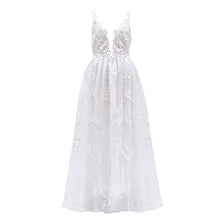 Load image into Gallery viewer, MEITING Evening Dresses for Women UK Elegant Temperament Lace Dress Sexy Deep V Sling Bridal Wedding Evening Dress Cocktail Party Dress White