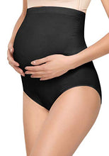 Load image into Gallery viewer, SUNNYBUY Women's Maternity High Waist Underwear Pregnancy Seamless Soft Hipster Panties Over Bump (1Black 1Skin-2pk L)