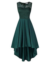 Load image into Gallery viewer, KOJOOIN Women's Dress Vintage Floral Bridesmaid Sleeveless Dress Lace Dress Wedding Evening Party Cocktail Midi Prom High Waist Dresses Green L