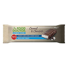 Load image into Gallery viewer, The Food Doctor Chocolate Bar, Keto Snacks, Low Carb, Low Sugar Chocolate Coconut Snack Bar, Multipack of 15