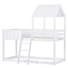 Load image into Gallery viewer, Bunk Bed Single Bed Frames Wooden Kids Beds White 3ft Loft Bed with Ladder Mid Sleeper Cabin Bed Frame (White)