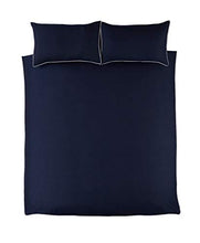 Load image into Gallery viewer, Sleepdown Contrast Piped Edge Navy Blue White Plain Reversible Soft Easy Care Duvet Cover Quilt Bedding Set with Pillowcases - Double (200cm x 200cm)