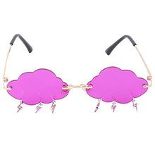 Load image into Gallery viewer, VALICLUD Cloud Sunglasses Rimless Vintage Sunglasses Funny Irregular Disco Glasses Lightning Tassel for Women Men Tinted Eyewear Violet