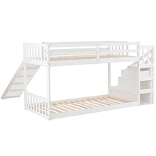 Load image into Gallery viewer, Bunk Bed with Stairs and Slide, 2021 New Solid Pine Wood Frame, Children Bed with 2 Drawers in the Steps, Suitable for Any Room, 90x190cm, White【UK Fast Delivery】