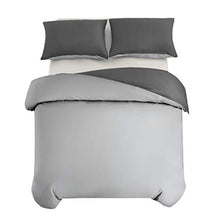 Load image into Gallery viewer, MOHAP Duvet Cover Set 3 PCS Double Plain Brushed Microfiber Bedding Duvet Cover with Pillowcases Dark Grey+Light Grey