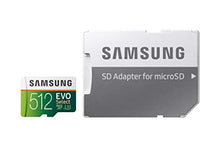 Load image into Gallery viewer, Samsung EVO Select 512GB microSD 100MB/s and 90MB/s, speed, full HD & 4K UHD memory card including SD adapter for smartphone, tablet, action camera, drone and notebook