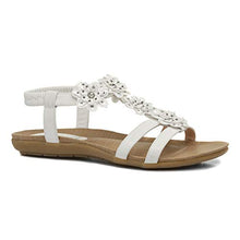 Load image into Gallery viewer, Lilley Womens White Flower Crochet Flat Sandal - Size 6 UK - White