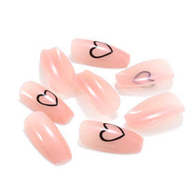 Load image into Gallery viewer, Brishow Coffin False Nails Pink Heart Fake Nails Press on Nails Ballerina Acrylic Stick on Nails 24pcs for Women and Girls