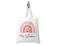 Load image into Gallery viewer, Personalised Teacher Bag with Customisable Name, Teacher Gifts, Custom Leaving End of Term Gift, Custom Teacher Tote Bag with Any Name, Rainbow Tote Bag, School Leaving Gift