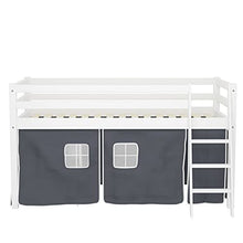 Load image into Gallery viewer, HUIJK Bunk Bed Kids Cabin Bed Frame Mid Sleeper With Play Tent Ladder and SIDE BOOKSHELF Bunk Bed