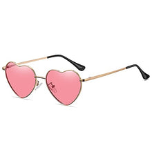 Load image into Gallery viewer, Heart Sunglasses Women Polarized Metal Frame Trendy Cute Heart Shaped Sunglasses UV400 Protection Gold Frame/Pink Lens