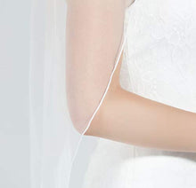 Load image into Gallery viewer, Wedding Bridal Veil With Comb 1 Tier Ivory White Pencil Edge Cathedral Chapel Fingertip Elbow Length
