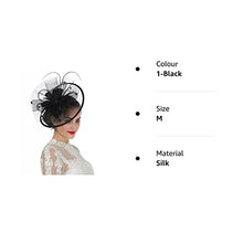 Load image into Gallery viewer, Lucky Leaf Women Girl Fascinators Hair Clip Hairpin Hat Feather Cocktail Wedding Tea Party Hat (1-8-Black)(Size: Medium)