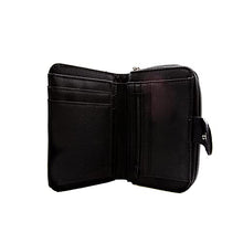 Load image into Gallery viewer, Women's Small Purse, Real Leather Zip Wallet with Coin and Key Pocket for Ladies (Black)