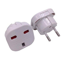 Load image into Gallery viewer, Q4U Q4UW2 Travel Adaptor White UK to EU Convert Power UK plug 3 pin to European Plug 2 Pin, Pack of 2