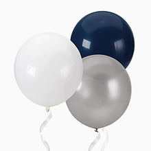 Load image into Gallery viewer, 18-Inch Large Balloons Big Ballons - Navy Blue White Silver Latex Giant Round Helium Balloon Graduation Wedding Bridal Decorations Birthday Party Boy Baby Shower Decor 15pcs Lasting Surprise