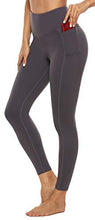 Load image into Gallery viewer, JOYSPELS Women's High Waisted Gym Leggings - Yoga Pants Womens Workout Running Sports Leggings with Pockets-Grey-L