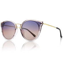 Load image into Gallery viewer, SUNGAIT Women’s Oversized Cat Eye Polarized Sunglasses Vintage UV Protection Sunglasses -SGT969 (Transparent Grey Frame/Purple Gradient Lens)