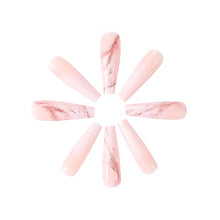 Load image into Gallery viewer, Brishow Coffin False Nails Long Fake Nails Gold Foil Press on Nails Ballerina Acrylic Stick on Nails 24pcs for Women and Girls