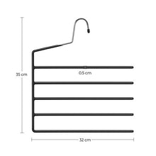 Load image into Gallery viewer, SONGMICS Trousers Hangers, 5-Bar Clothes Hangers, Set of 4, Space-Saving, Open-Ended, Non-Slip Trousers Organisers for Jeans Towels Scarves, Black CRI034B02