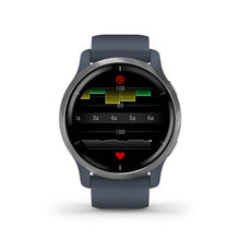 Load image into Gallery viewer, Garmin Venu 2 GPS smartwatch with all-day health monitoring, Silver Bezel with Granite Blue Case and Silicone Band