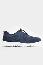 Load image into Gallery viewer, Yours - Navy Embellished Trainers in Extra Wide Eee Fit - Women's