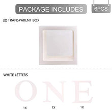 Load image into Gallery viewer, 1st Birthday Boxes Party Decorations for Boy Girl, 3Pcs White Transparent Balloon Boxes with ONE Letter, Balloon Blocks for Baby Shower First Birthday Backdrop, 1 One Year Old Birthday Party Supplies