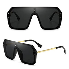 Load image into Gallery viewer, Oversized Sunglasses for Women Men Classic Trendy Flat Top Sunglasses UV400 Protection Black