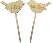 Load image into Gallery viewer, Veewon Wedding Cake Toppers I DO ME TOO Love Birds Wooden Cake Topper Wedding Engagement Decor Favor