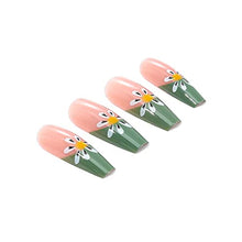 Load image into Gallery viewer, Brishow Coffin False Nails Short Fake Nails French Flowers Press on Nails Bellarina Acrylic Stick on Nails 24pcs for Women and Girls