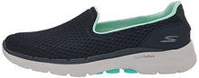 Load image into Gallery viewer, Skechers Women's GO Walk 6 Big Splash Sneaker, Navy Textile/Turquoise Trim, 6 UK