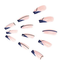 Load image into Gallery viewer, Brishow Coffin False Nails Long Fake Nails Geometric Lines Press on Nails Ballerina Acrylic Stick on Nails 24pcs for Women and Girls