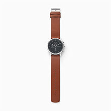 Load image into Gallery viewer, Skagen Men's Hybrid HR 42 Smartwatch, Silver Stainless Steel with Brown Leather Band, SKT3000