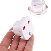 Load image into Gallery viewer, Q4U Q4UW2 Travel Adaptor White UK to EU Convert Power UK plug 3 pin to European Plug 2 Pin, Pack of 2