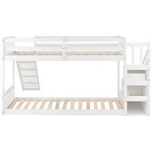 Load image into Gallery viewer, Bunk Bed with Stairs and Slide, 2021 New Solid Pine Wood Frame, Children Bed with 2 Drawers in the Steps, Suitable for Any Room, 90x190cm, White【UK Fast Delivery】