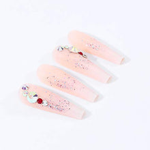 Load image into Gallery viewer, Brishow Coffin False Nails Nude Long Fake Nails Crystal Ballerina Acrylic Press on Nails Full Cover Stick on Nails 24pcs for Women and Girls