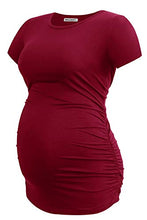 Load image into Gallery viewer, Smallshow Maternity Clothing Tops Side Ruched Pregnancy Clothes for Women 3-Pack Black/Grey/Wine M