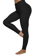 Load image into Gallery viewer, UMIPUBO Women High Waist Butt Scrunch Push Up Leggings Stretch Gym Workout Yoga Pants Honeycomb Scrunch/Ruched Butt Lift Elastic Sports Running Tights (Black, M)