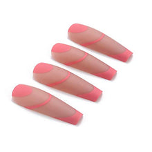 Load image into Gallery viewer, Brishow Coffin False Nails Long Fake Nails Pink French Press on Nails Ballerina Acrylic Stick on Nails Full Cover 24pcs for Women and Girls