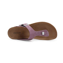 Load image into Gallery viewer, MecKiss Women’s Classic Platform Thong Sandals Toe Post Buckle T-bar Slippers Taux Leather Slip On Flip Flops Casual Beach Shoes (Light Lilac, Numeric_6)