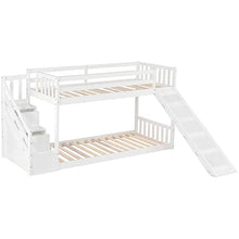 Load image into Gallery viewer, Bunk bed children's cabin bed frame with ladder wooden bunk bed for children, solid pine wood frame for kids dormitory school (loft bed with 2 Drawers)