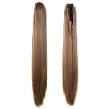Load image into Gallery viewer, 21 Inch Long Claw Clip in Ponytail Synthetic Natural Straight Thick Hair Extensions Pony Tail for Women with a jaw Claw Light Brown