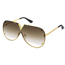 Load image into Gallery viewer, FANTESI Trendy Sunglasses for Men Women,V-Shaped Fashion Oversized Sunglasses UV400 Eyewear for Driving,City Walking,Outdoor Activites (gold)
