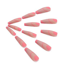 Load image into Gallery viewer, Brishow Coffin False Nails Long Fake Nails Pink French Press on Nails Ballerina Acrylic Stick on Nails Full Cover 24pcs for Women and Girls