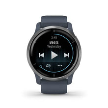Load image into Gallery viewer, Garmin Venu 2 GPS smartwatch with all-day health monitoring, Silver Bezel with Granite Blue Case and Silicone Band
